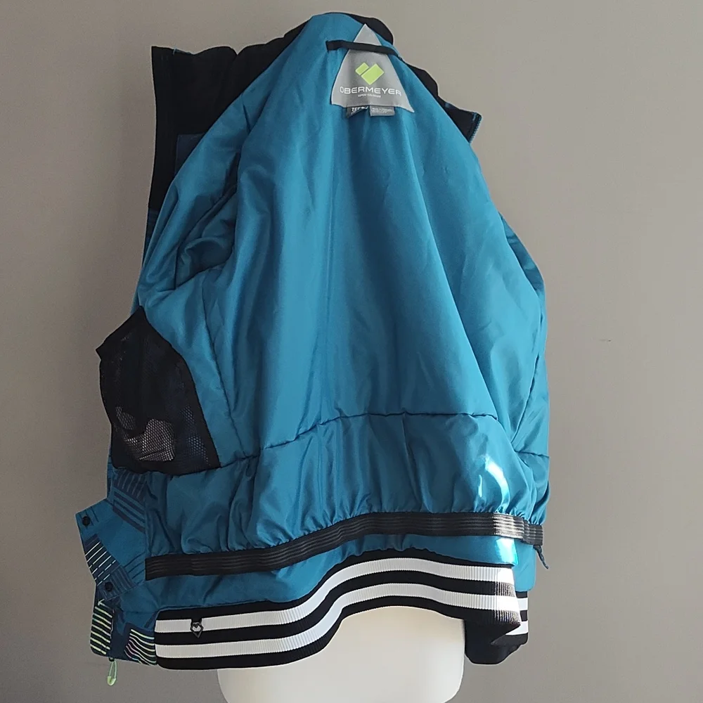 Obermeyer Teen Gage Radio Wave Patterned Hooded Ski/Snowboard Jacket Sz Teen XL - Picture 10 of 13